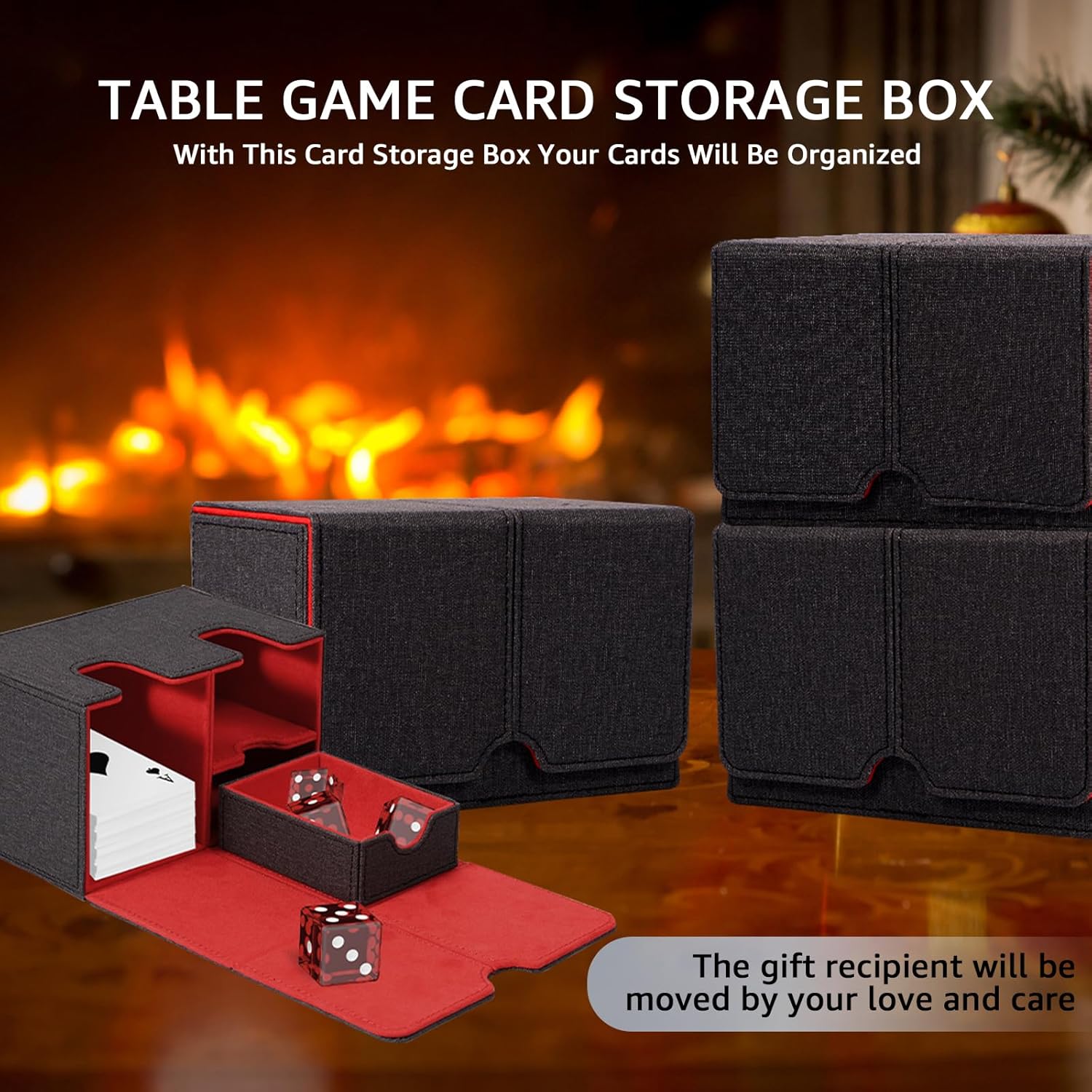 Shuiling Deck Case, Trading Card Case, Deck Box, Storage, Storage Box, Dice Holder, Damecan Holder, Magnet, Leather, Approximately 200 Pieces, Compatible with Various Card Games, Compatible with