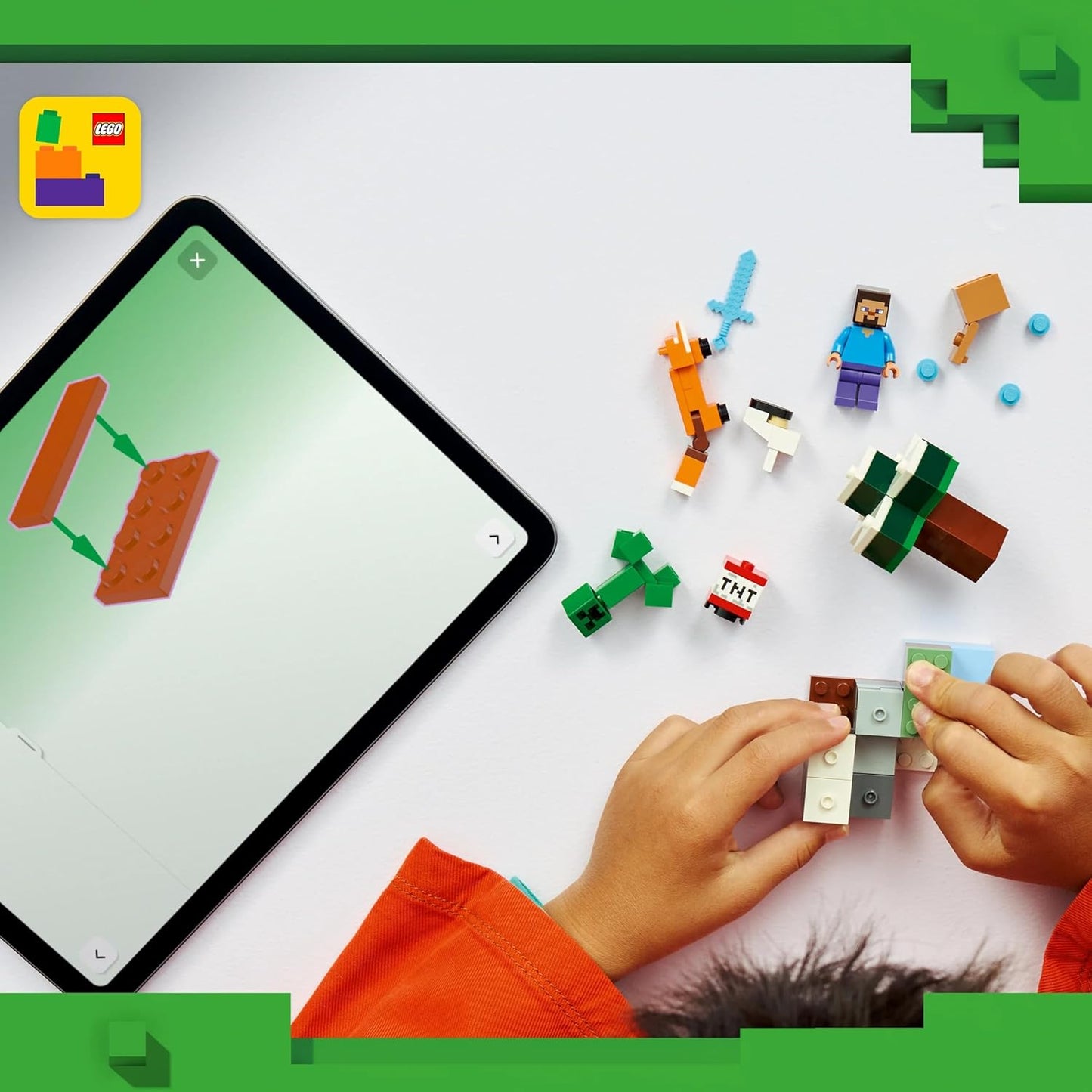 Lego Minecraft Steve Tiga's Adventure Toy Birthday Present Blocks Educational Toy for Boys Girls Children 6 7 8 9 Years Old Game Pretend Play Pretend Play Pretend Play