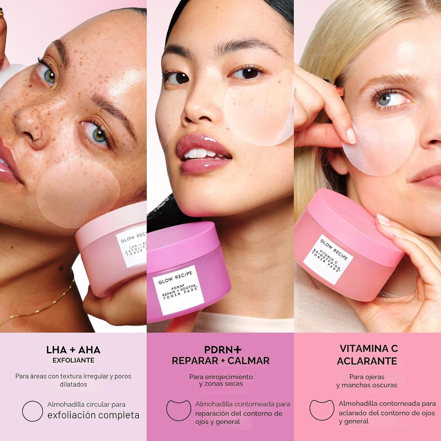 Glow Recipe PDRN+ - Almohadillas de tóner reparadoras y calmantes, almohadillas de tóner facial sin fragancia para pieles sensibles, reparación de barreras, reducción de enrojecimiento + hidratación