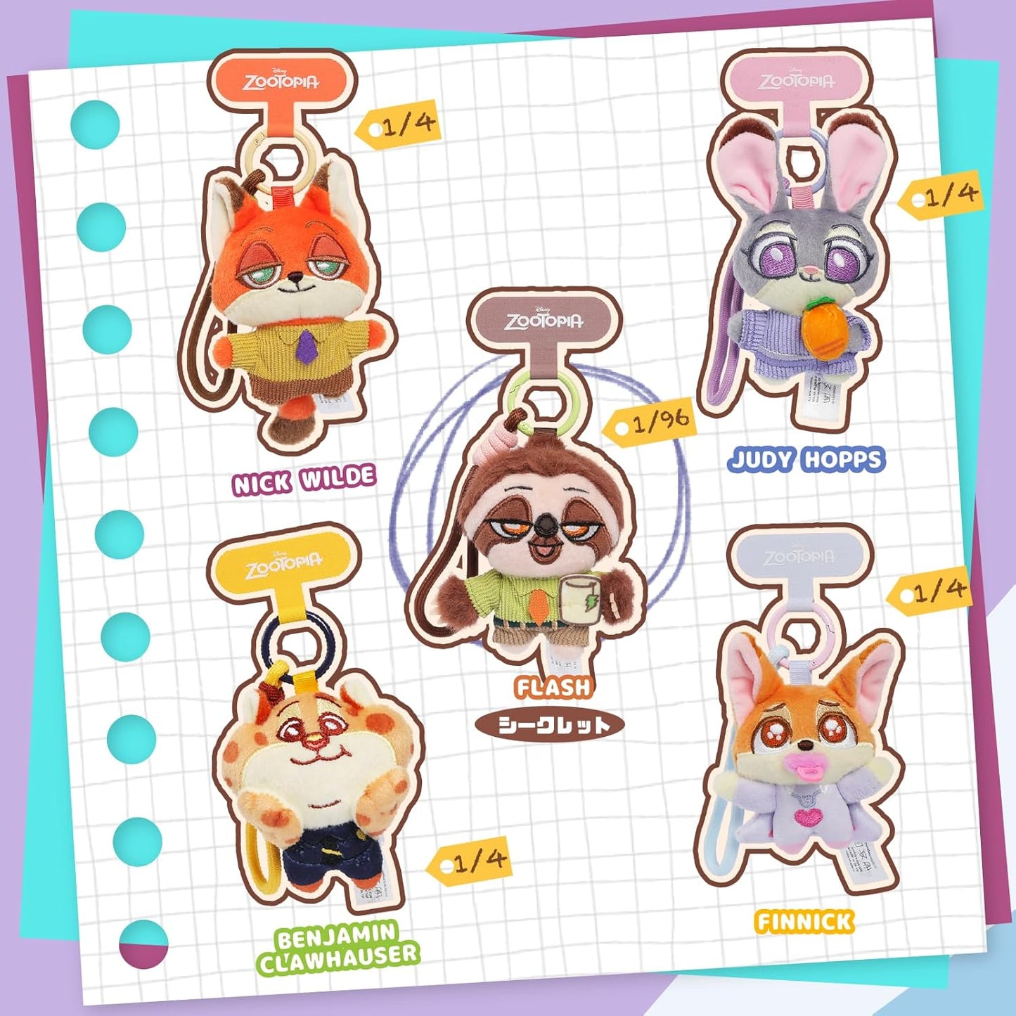 52TOYS BLINDBOX Zootopia Cute Crew "Zootopia Friends" Series Plush Blind Box Figure Gacha Gacha Collection Toy Pre-painted Perfect for Collectors, Birthday, and Christmas Gifts (One Piece)
