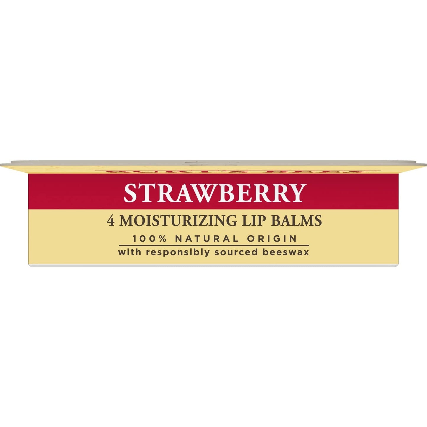 Burt's Bees - Bálsamo labial hidratante 100 % natural, fresa con cera de abejas y extractos de frutas, 4 tubos