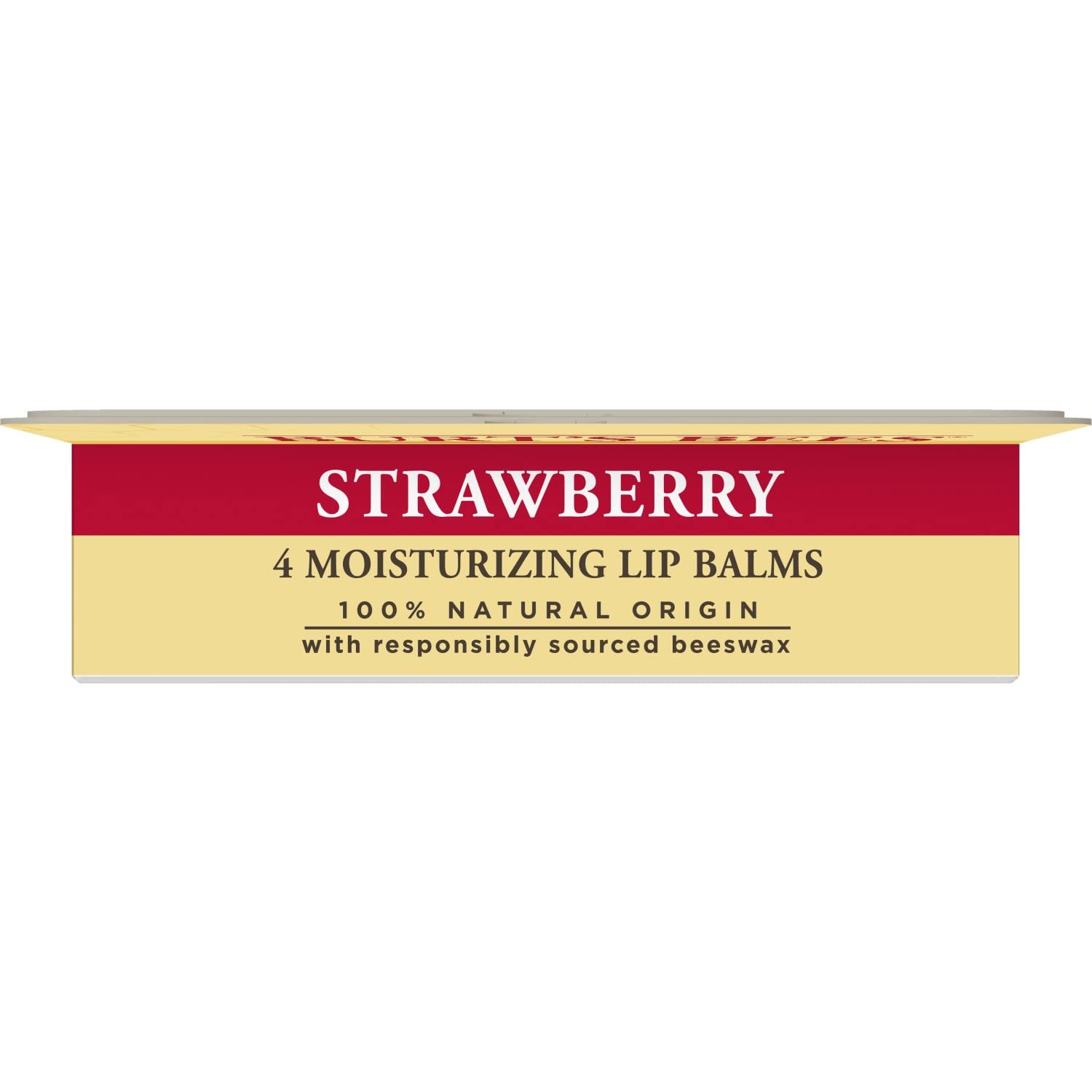 Burt's Bees - Bálsamo labial hidratante 100 % natural, fresa con cera de abejas y extractos de frutas, 4 tubos