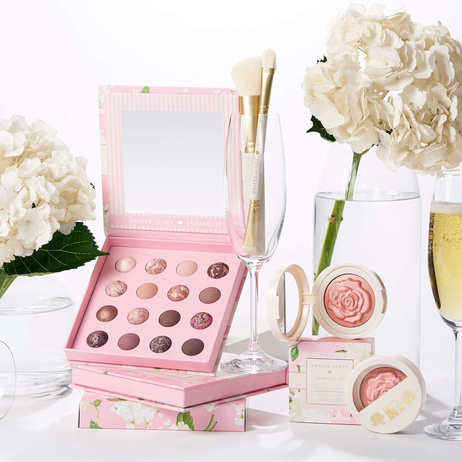 LAURA GELLER NEW YORK Paleta de sombras de ojos de mármol – 16 sombras de ojos horneadas y marmoladas multiacabado en acabados mate y satinado – Edición limitada Draper James Collaboration