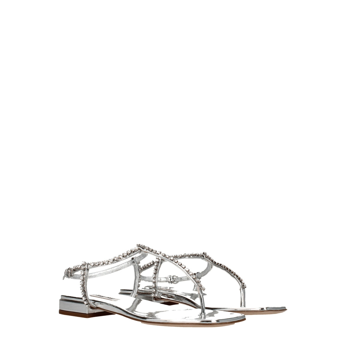 Miu Miu Miu Flip-Flops女性革銀 - Image 7