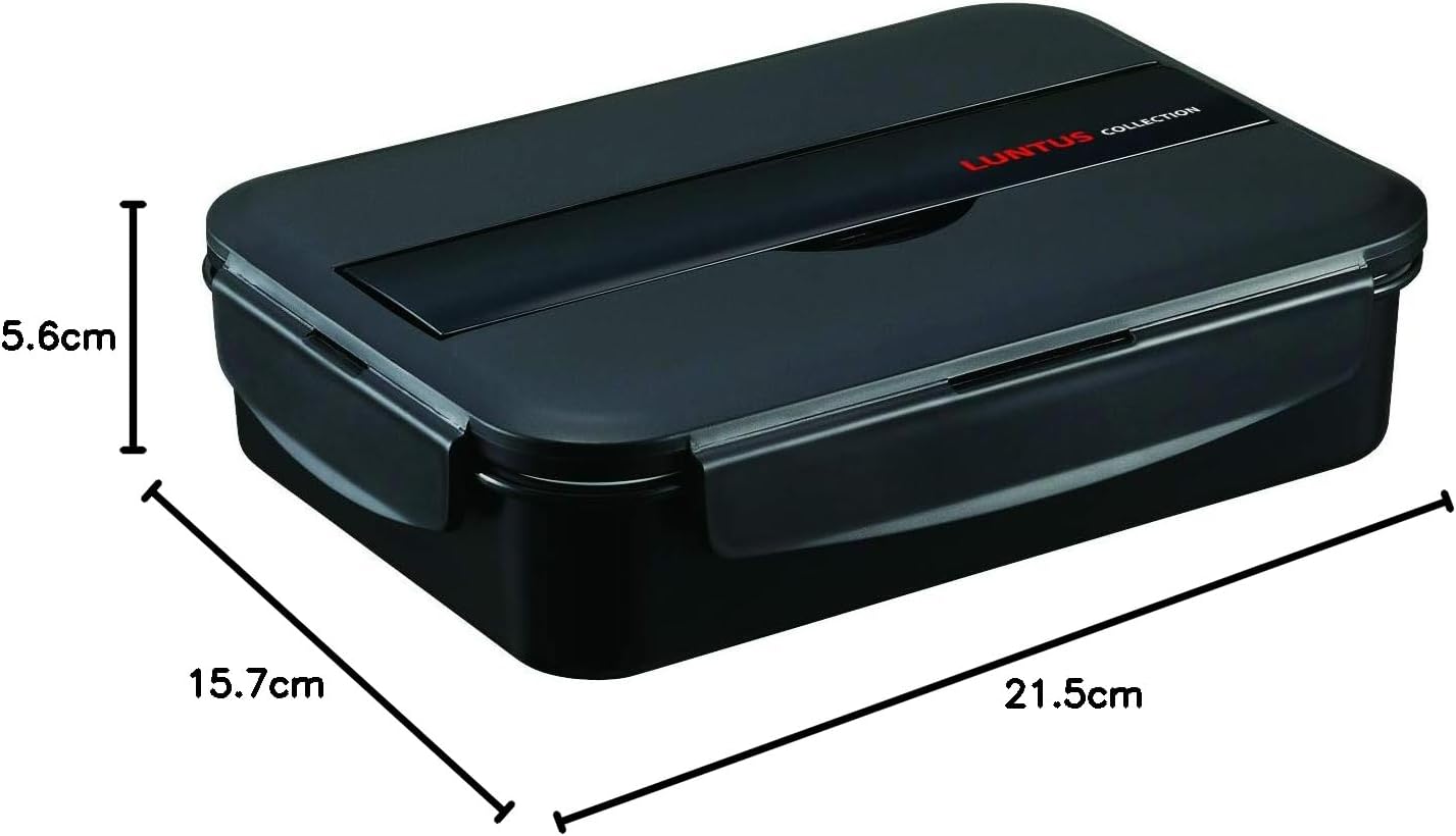 Asvel TLB-950 Bento Box, Dishwasher Safe, Chopsticks Included, 1 Tier, N-Lantas Collection, Ag Antibacterial, Black