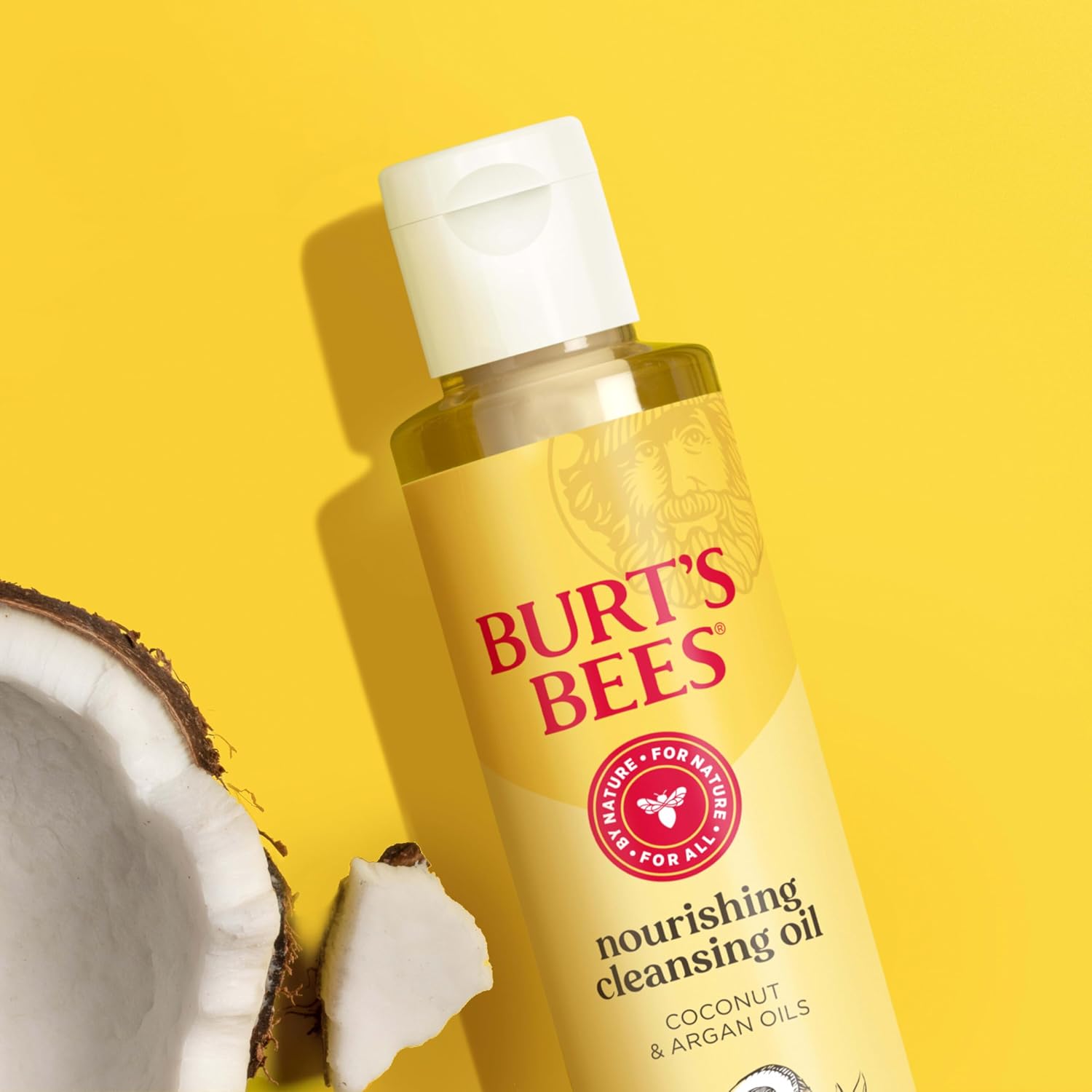 Burt's Bees Aceite limpiador nutritivo con aceites de coco y argán, aceite facial limpiador para pieles normales a secas, esenciales para el dormitorio universitario de regreso a clases, cuidado de la
