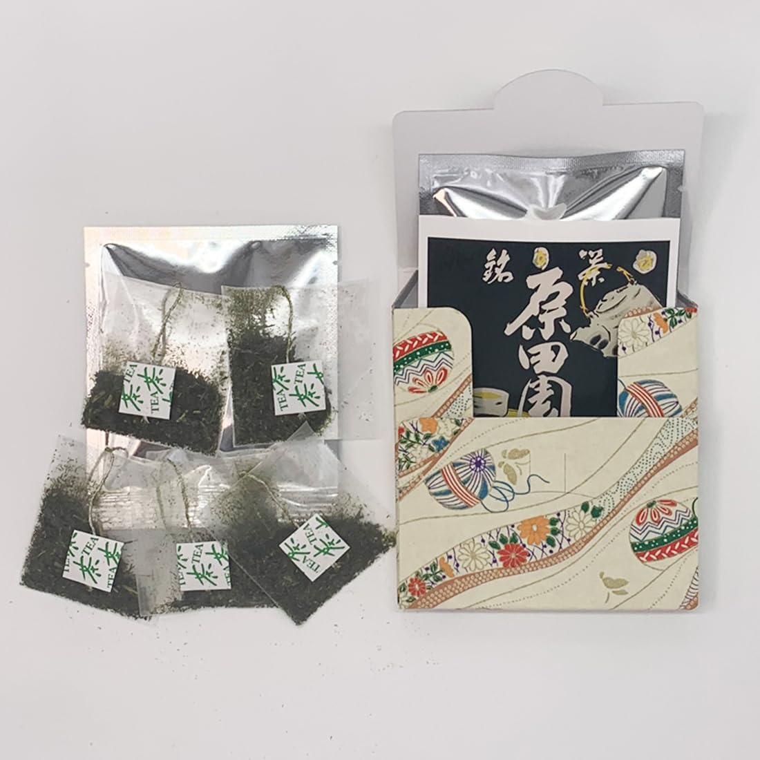 Haradanen Petite Gift Tea Bag, 0.07 oz (2 g) x 5 Pieces, Beautiful, Stylish Japanese Pattern, Set of 3 Boxes (Japanese-Style Tea, Green Tea, Stemmed Tea with Matcha), Greetings, Retirement, Transfer,