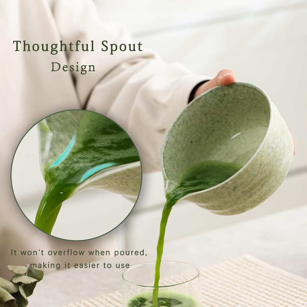 Chaksy Matcha Set, Japanese Tea Set Includes Matcha Bowl with Spout, Matcha Holder, Bamboo Matcha and Bamboo Scoop