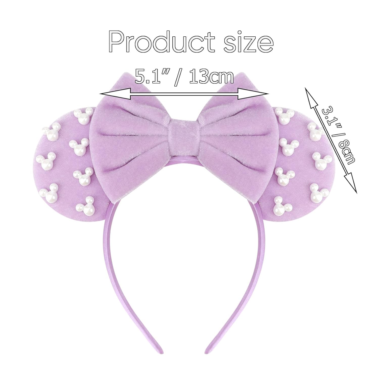 DRESHOW - Diademas con orejas de ratón para mujeres, cintas de pelo de perlas, lazos para la cabeza, cintas de terciopelo, disfraz de cosplay de Navidad, disfraz de princesa, decoración para fiestas