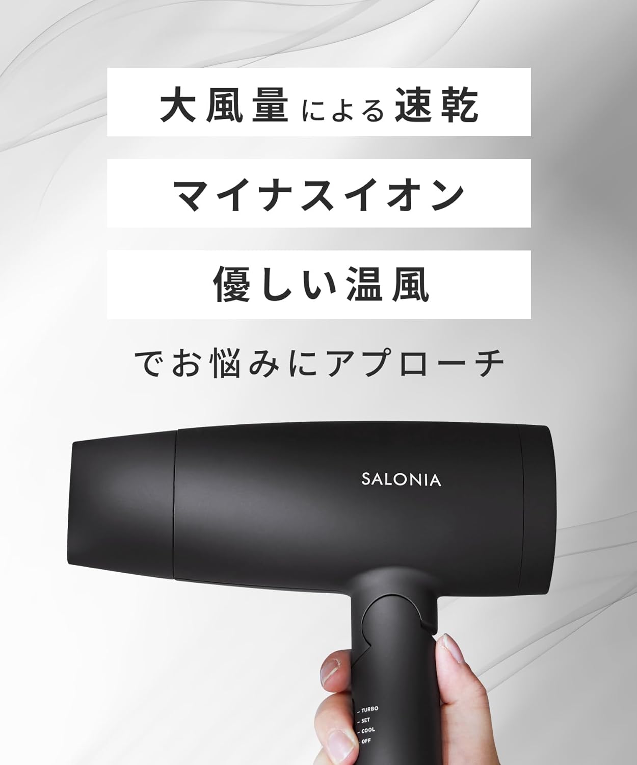 Salonia SL-013ABE Speedy Ion Dryer, Large Airflow, Quick Drying, Lightweight, Negative Ions, Hair Dryer, Beige [Exclusive]