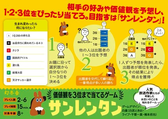 Gentosha (幻冬舎) Sanrentan Value Prediction Game Card Game for Ages 8 and Up