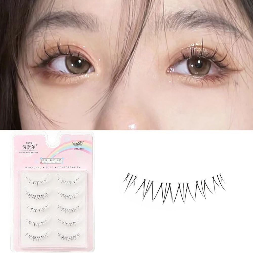 5 Pairs Lower Eyelashes Small Flame Transparent Stem Eyelash Extensions 1:1 Shrink Eye Makeup Tools Beauty