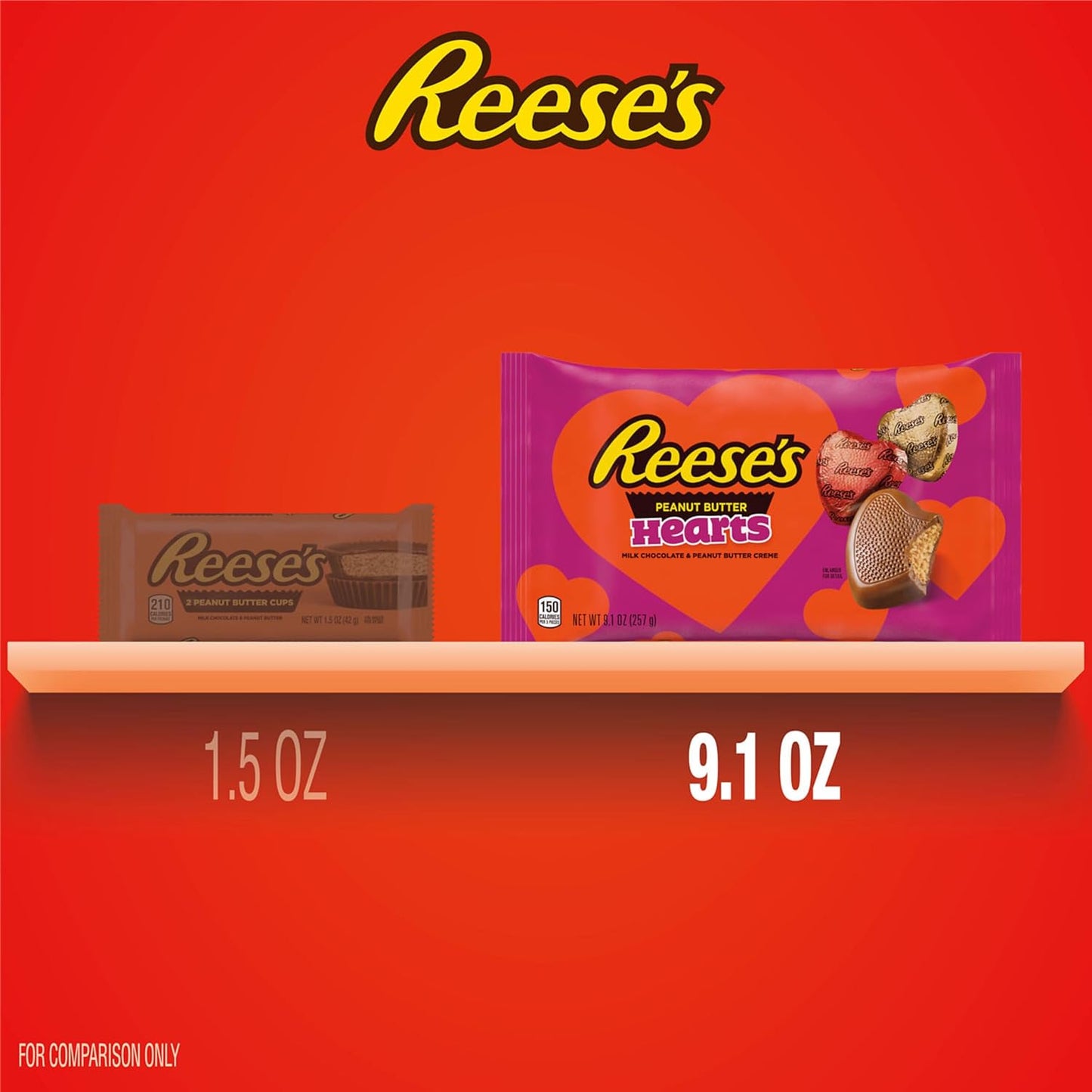 REESE'S Corazones de crema de mantequilla de maní de chocolate, bolsa de dulces de San Valentín, 9.1 onzas