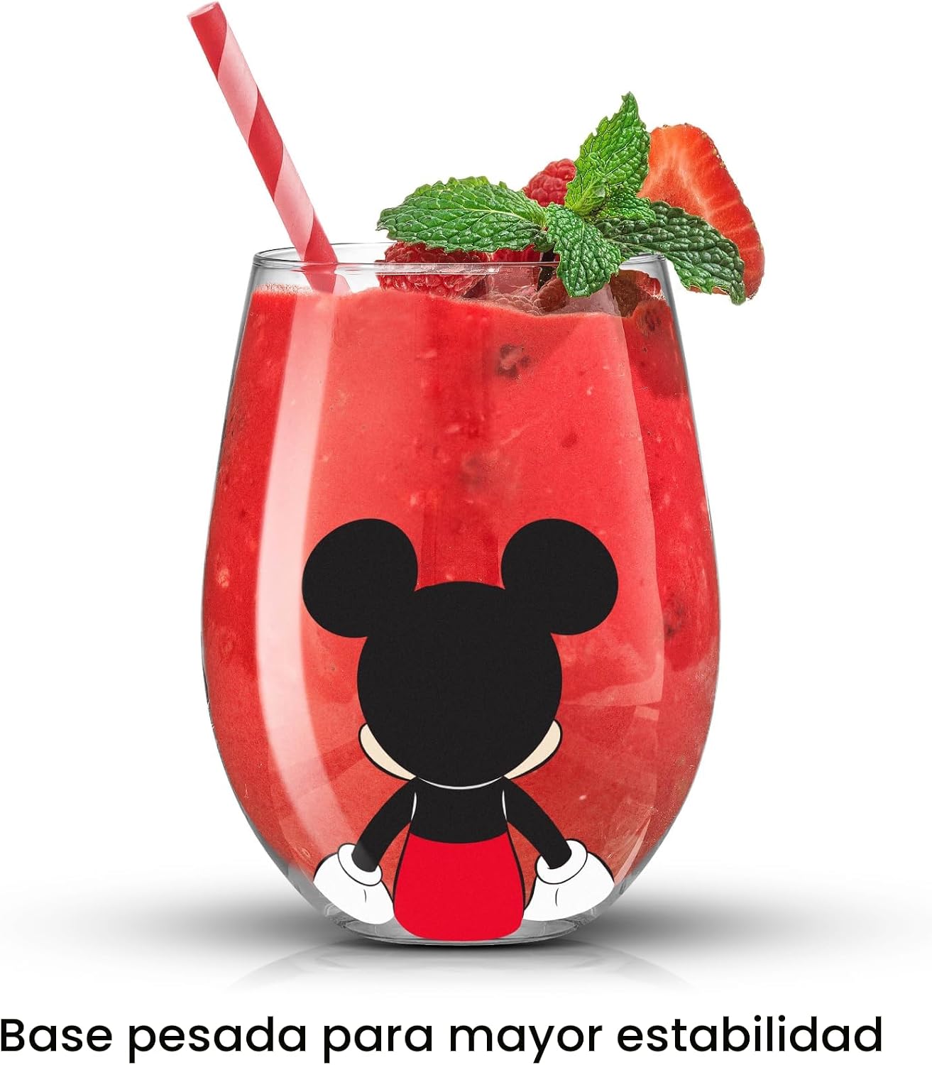 JoyJolt Disney Mickey Mouse Squad Collection Vasos Tumblers. Juego de 4 Copas de Vino sin Tallo de 15 onzas, Vasos sin Tallo para Beber. Artículos de regalo, Juego de Copas de Vino de Mickey Mouse