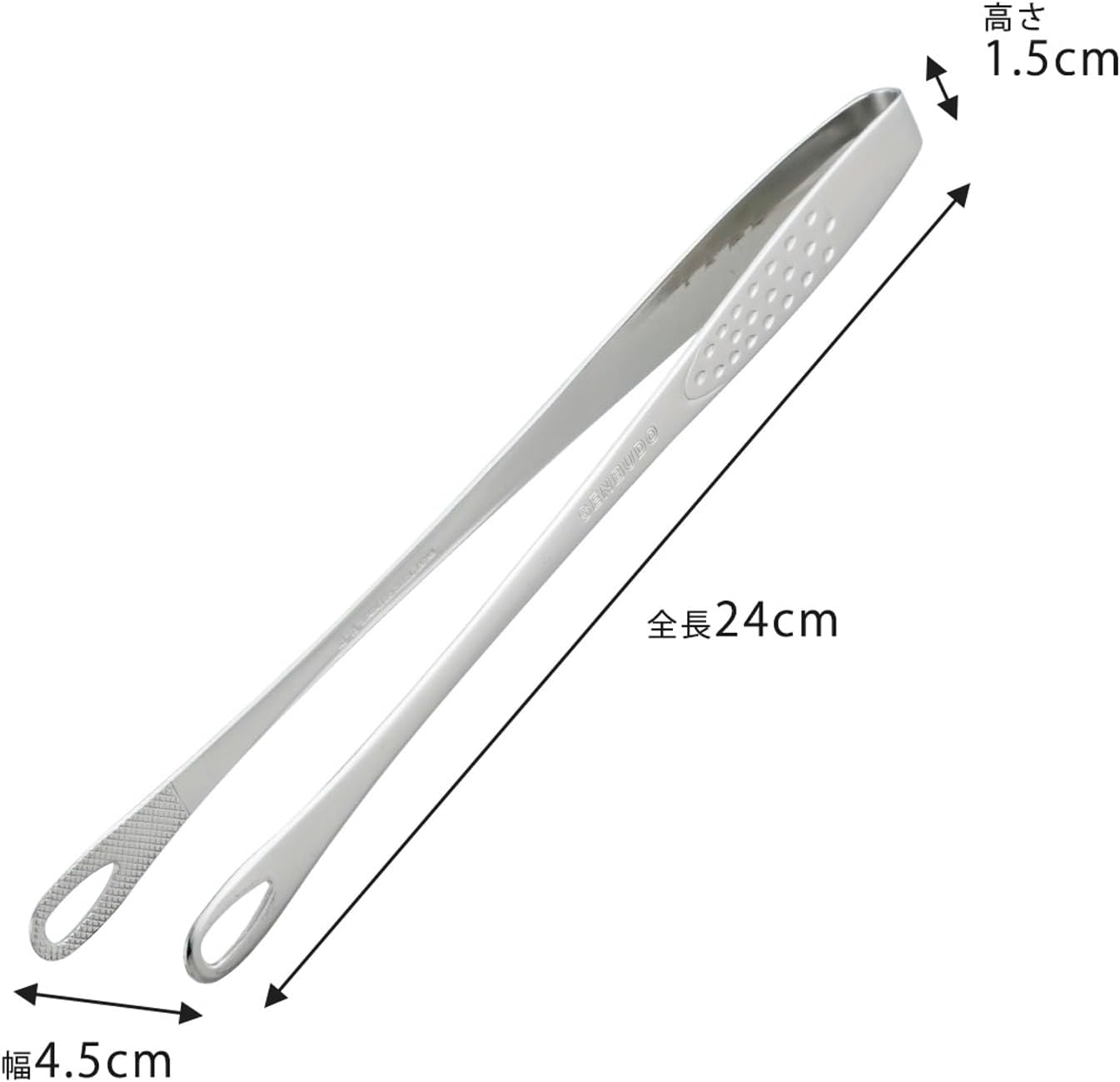 Shimomura Kihan Senbudo Yakiniku Tongs 40298, Silver, 9.4 inches (24 cm).