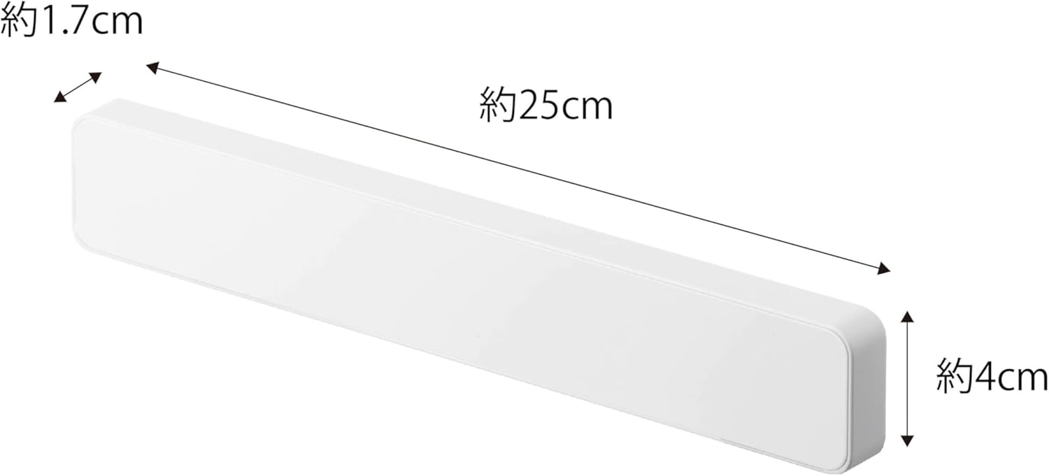 Yamazaki 5199 Magnetic & Wall Knife Holder, White, Approx. W 9.8 x D 0.7 x H 1.6 inches (25 x 1.7 x 4 cm), Tower, Silicone, Knife Storage