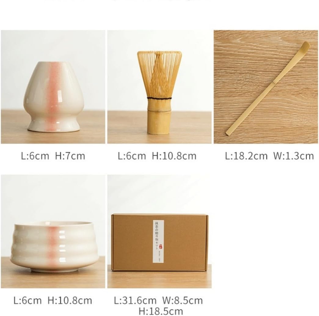 hybmszj Tea Ceremony Set, Matcha Set, Japanese Tea Ceremony Set, Matcha Kit, 1000 Count Chasen, Chasen, Teaspoon, Matcha Bowl, Tea Utensils, Set of 4, For Beginners, Cherry Blossoms, Respect for the