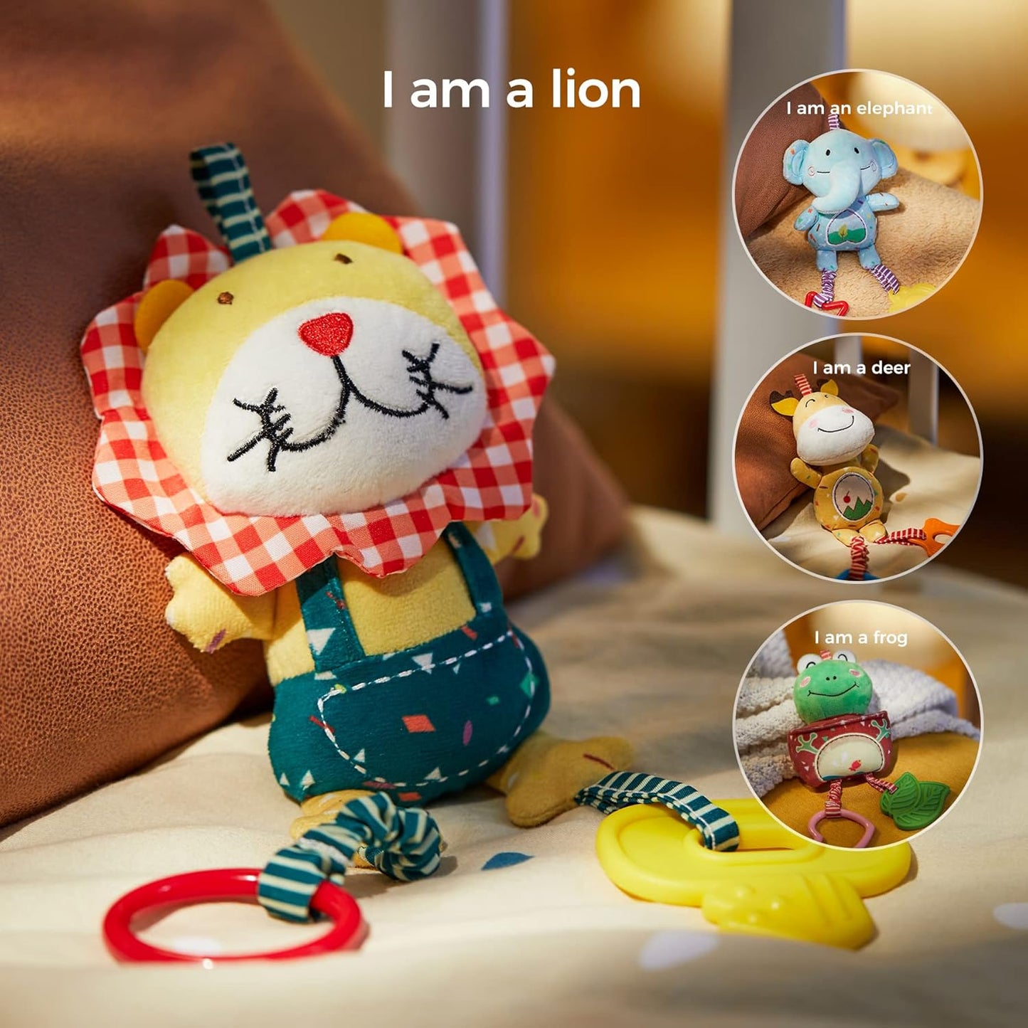 TUMAMA Baby Toys 0/3/6/9/12 Months Hand Bell Baby Rattle Soft Plush Early Development Stroller Toy Toddler Newborn Birthday Gift Pack of 4