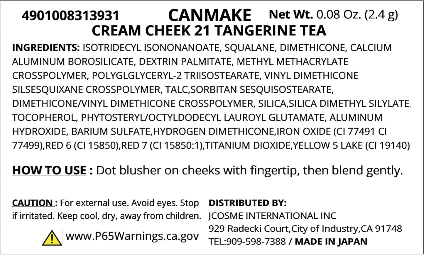 Canmake Cream Cheek 21 Tangerine Tea