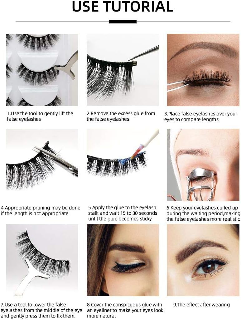 LUCHUAN 10 Pairs False Eyelashes Natural Look Natural Look Natural False Eyelashes Mink False Eyelashes A Glamorous Volume Eyelash Fluffy Long Eyelashes 3D Reusable Black (Y006)