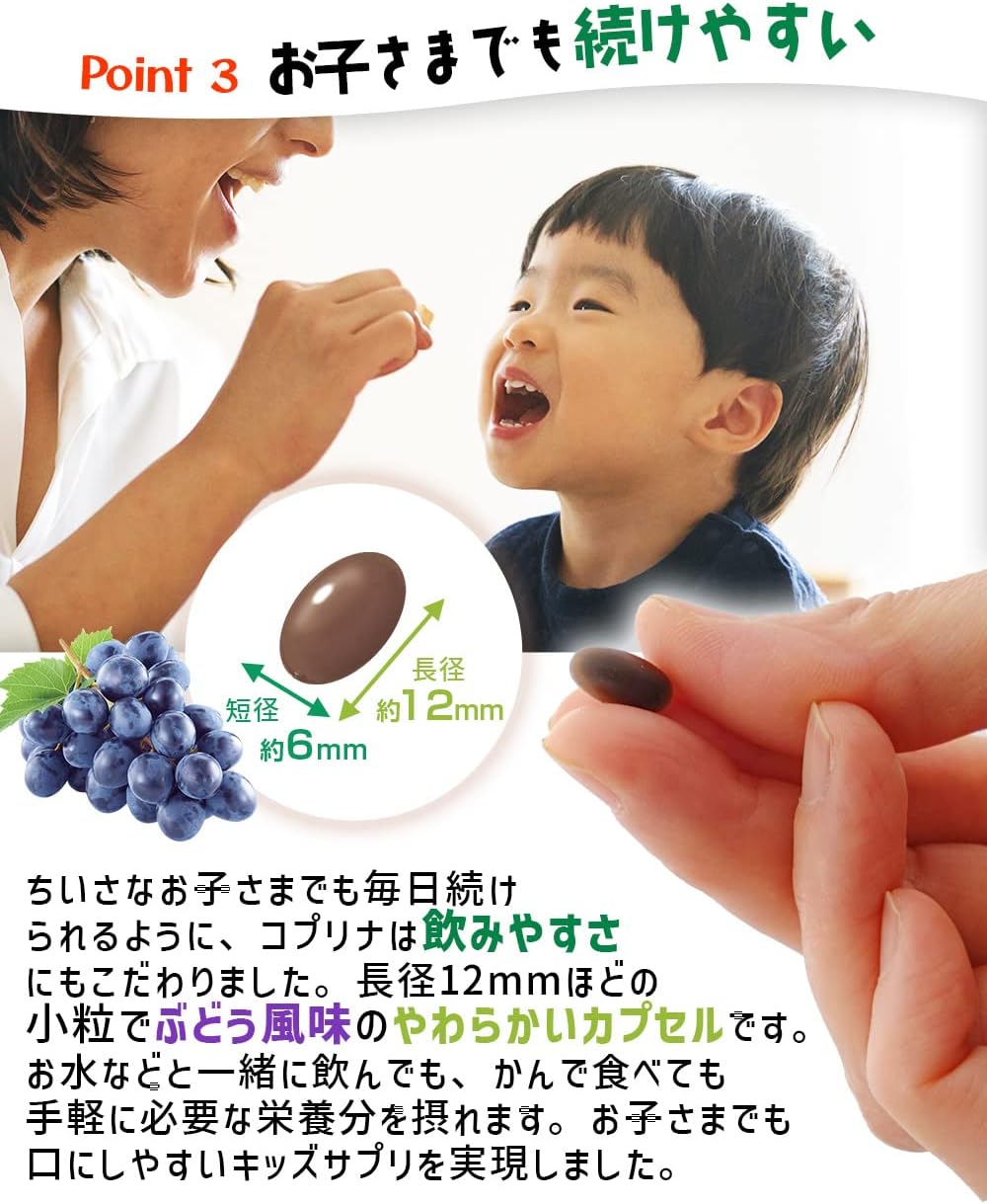 Kids' Blueberry & Lutein 60 Tablets, 30 Day Supply (Small Soft Capsules, Grape Flavor, Parenting Support, DHA Blended, Seeing Power, Children, Health, Supplements, Nutritional Supplement, Safe