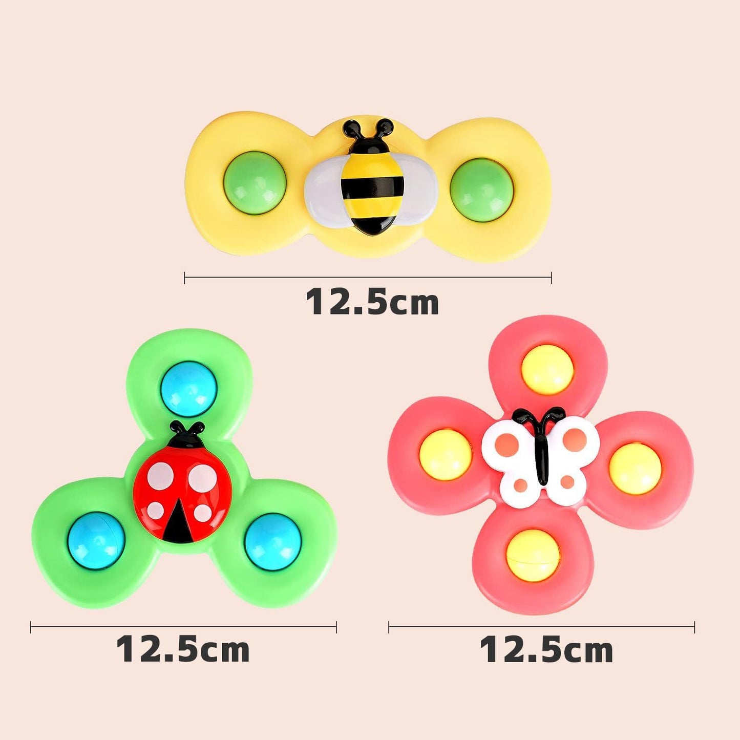 Hand Spinner Baby Toy, Spinning Often, Educational Toy, Bath, Water Play, Popular, Birthday Gift, Cute Insects, Pack of 3