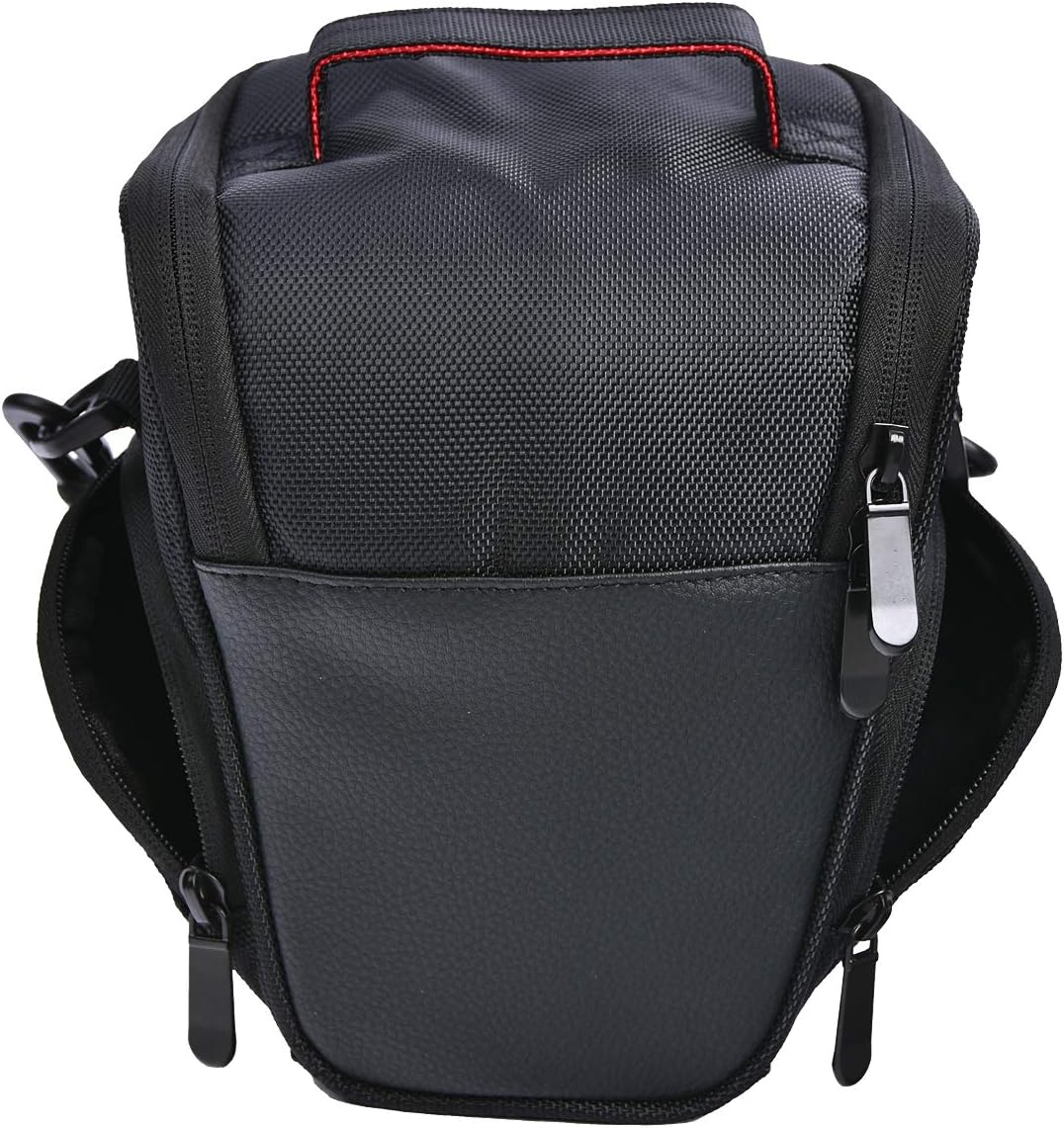 FOSOTO, Shoulder Camera Bag for Canon, Nikon, Sony, PU Leather (Black)