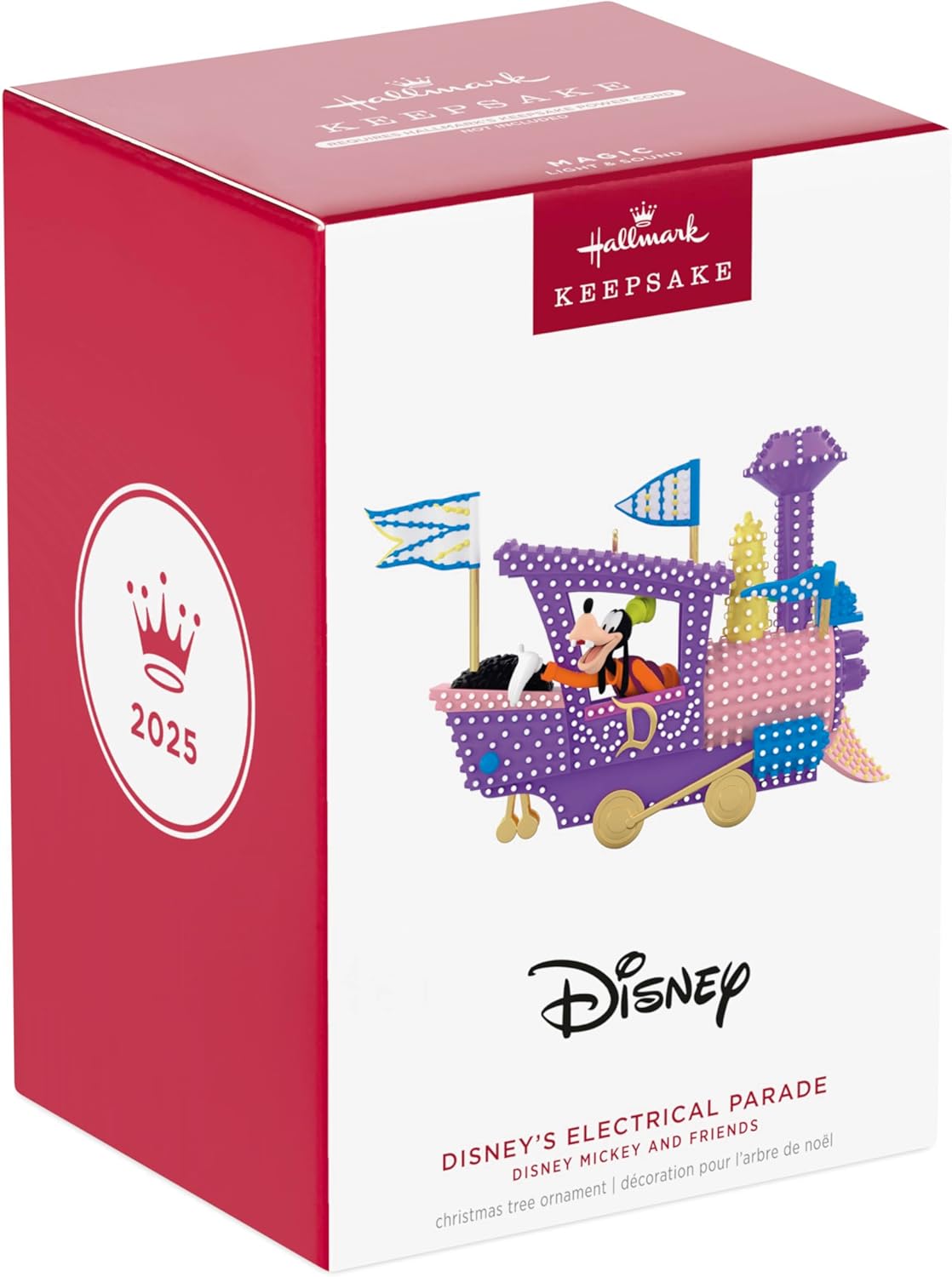 Adorno de Navidad de Hallmark Keepsake 2025, Disney Mickey y Amigos Desfile Eléctrico Musical de Disney con Luz, Regalos para Fans de Disney