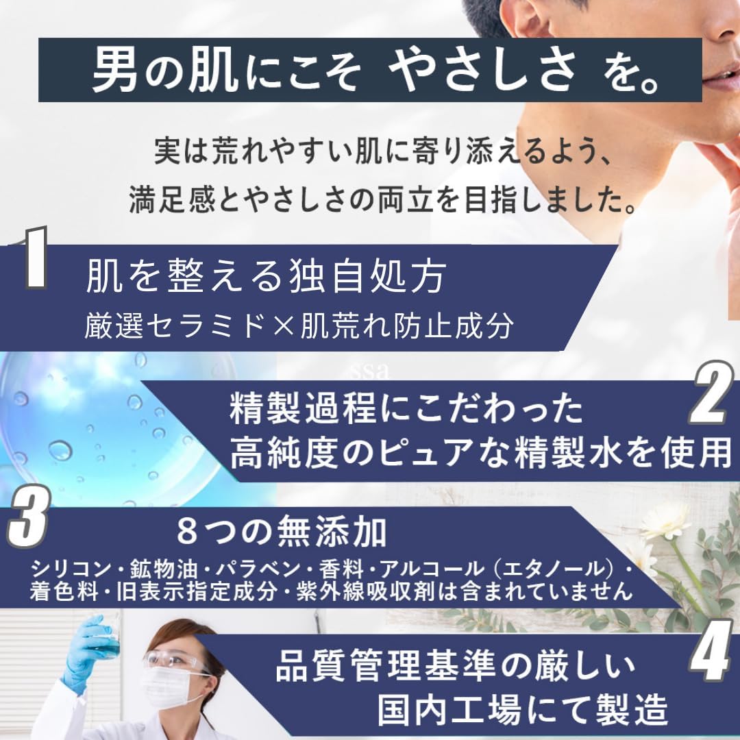 YOUR WISH Men's Luxury All-in-One Gel, Large Capacity, Pump, Sensitive Skin, Prevents Rough Skin, Highly Moisturizing, Fragrance-free, Nano-Liposome Ceramide Luxurious Formulation, Made in Japan