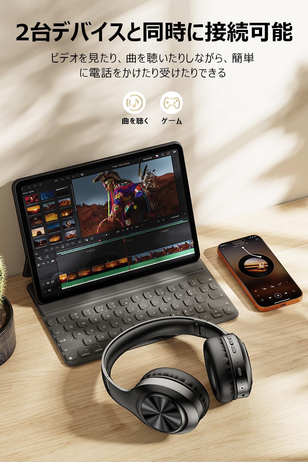 2026 Latest Bluetooth 5.4 Headphones, Bluetooth Wireless Headphones, ANC Noise Cancelling, Up to 60 Hours of Playtime, 3EQ Mode, Over-Ear Headphones, Dual Wired Wireless, Built-in Mic, 3.5 mm Cable