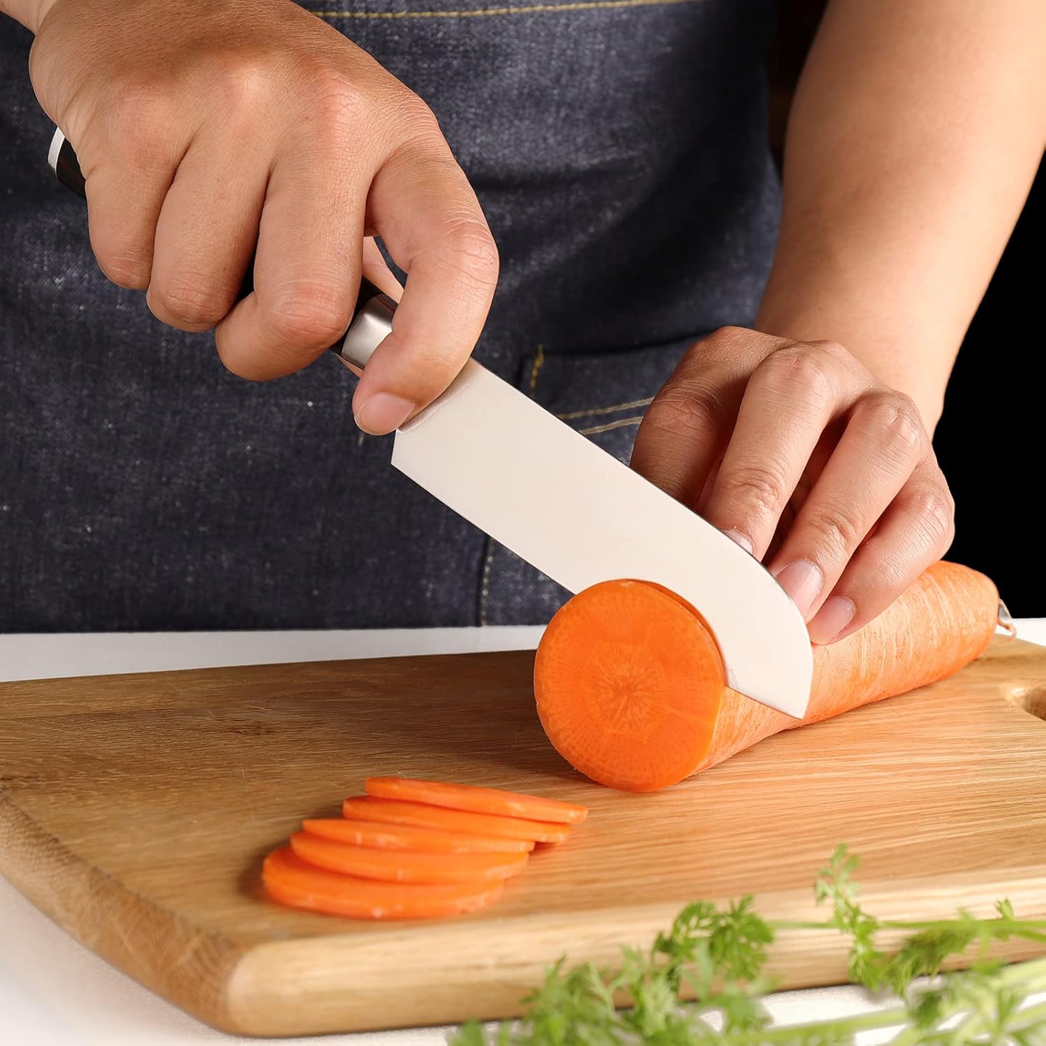 KEEMAKE Kitchen Knife, Santoku Knife, Set of 2, High Carbon Stainless Steel, Double-edged, Dishwasher Safe, Rust Resistant, Good Cut, All-purpose Knife, Vegetables, Meat, Fish, Gift, Home Use, 7.1 inches (180 mm) + 5.1 inches (130 mm)