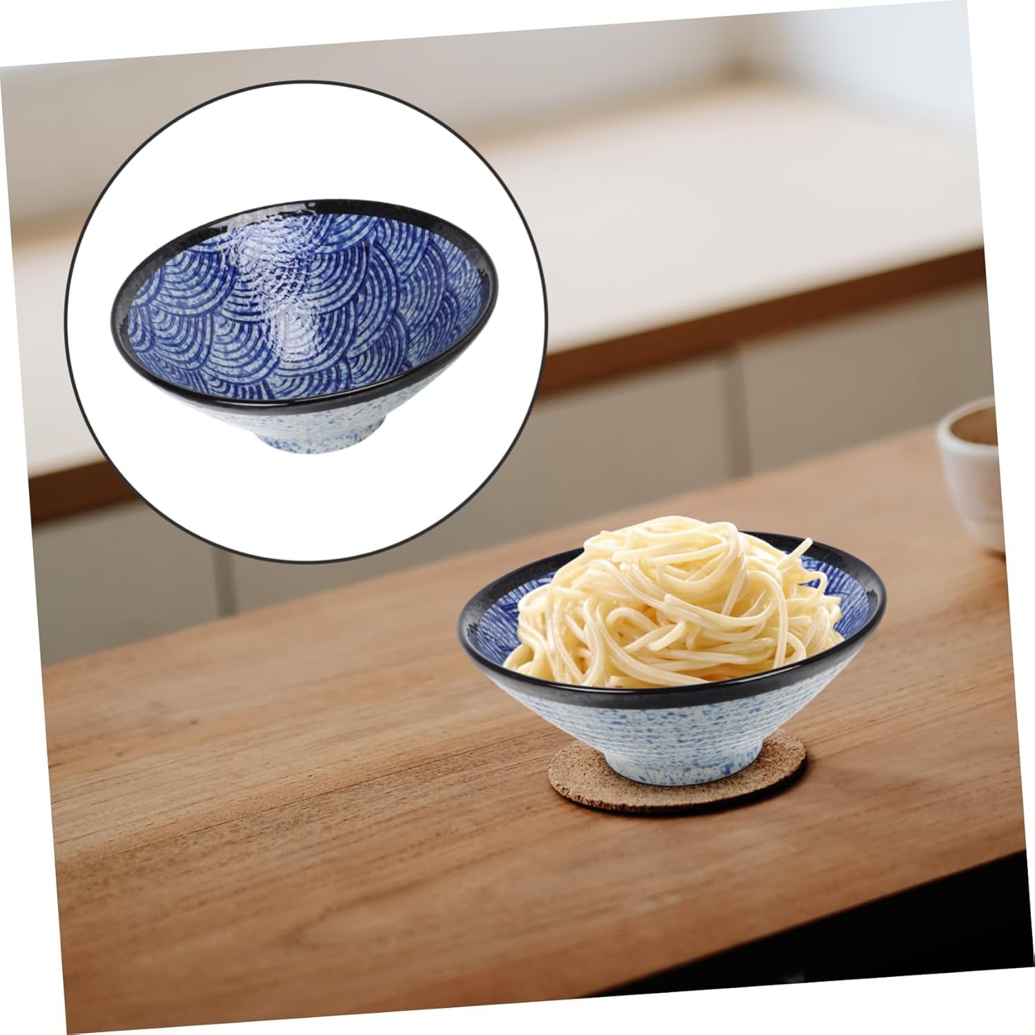 MOLUCKFU Japanese Ramen Bowl Ice Cream Bowl Udon Instant Ramen Bowl Ceramic Bowl Rice Bowl Four Bowl Chinese Soup Bowl Ceramic Korean Bowl Instant Noodle Bowl Porcelain