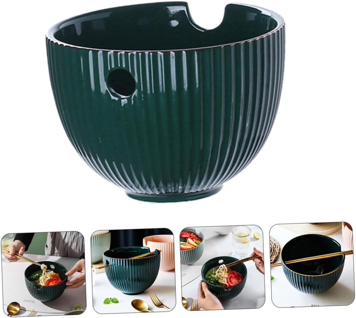 WEKADRIN 即席麺対応セラミックラーメンボウル 中 多用途使用可能 スープ うどん ラーメンに 素材製で箸収納設計 食卓やビュッフェに適用