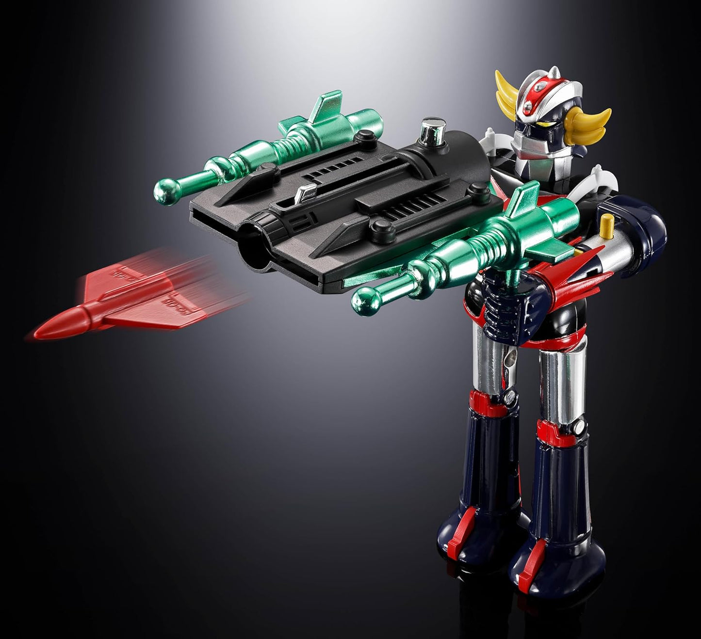 TAMASHII NATIONS Super Alloy UFO Robot Grendizer, Deluxe Grendizer & UFO Spazer, Approx. 5.3 & 4.7 inches (135 & 120 mm), Diecast, ABS & PE, Pre-painted Action Figure