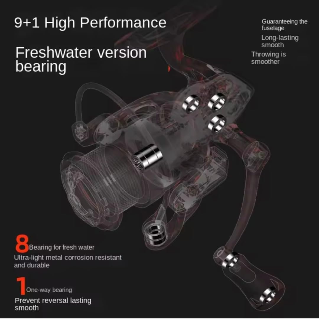 Fi's+7 Spinning Reel, 1000, 1500, 2000, Variety, Lightweight, 4.7 oz (136 g), Bearings, 9 + 1, Gear Ratio, 5.2:1, Drag, 8.8 lbs (4 kg), Jigging, Mebarling, Stream, Light Game