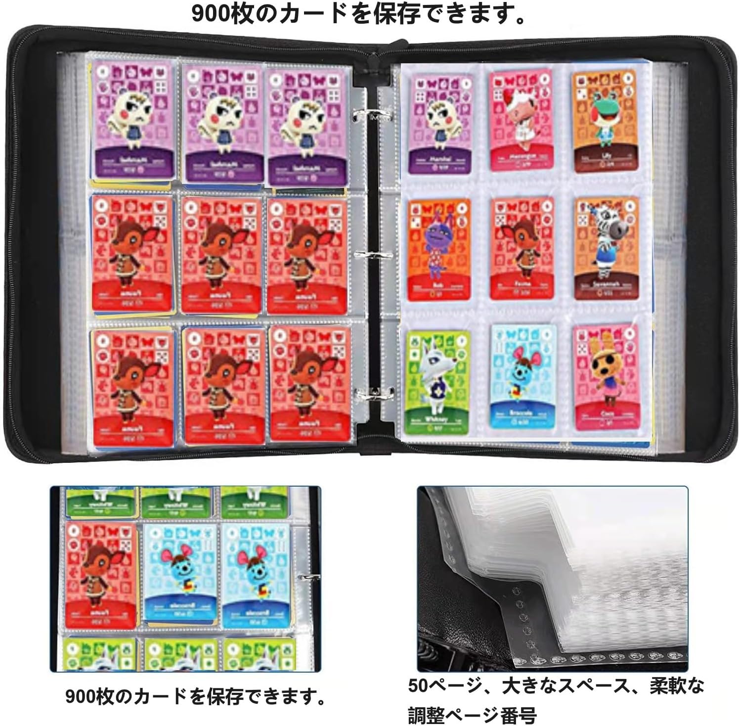 Card Storage 900 Sheets, 50 Pages, Card Case File, Card Storage Binder, Trading Card File, Trading Card Holder, Pokemon Card File Binder, Yu-Gi-Oh! Card File, Card Holder, Trading Card Holder, Trading