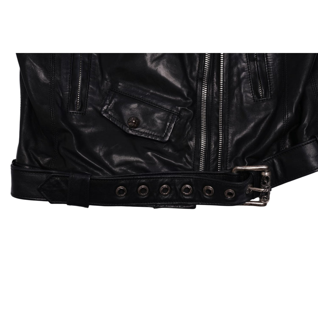 CHROME HEARTS WOMEN'S 'LAS VEGAS EXCLUSIVE' LEATHER BLACK BIKER JACKET