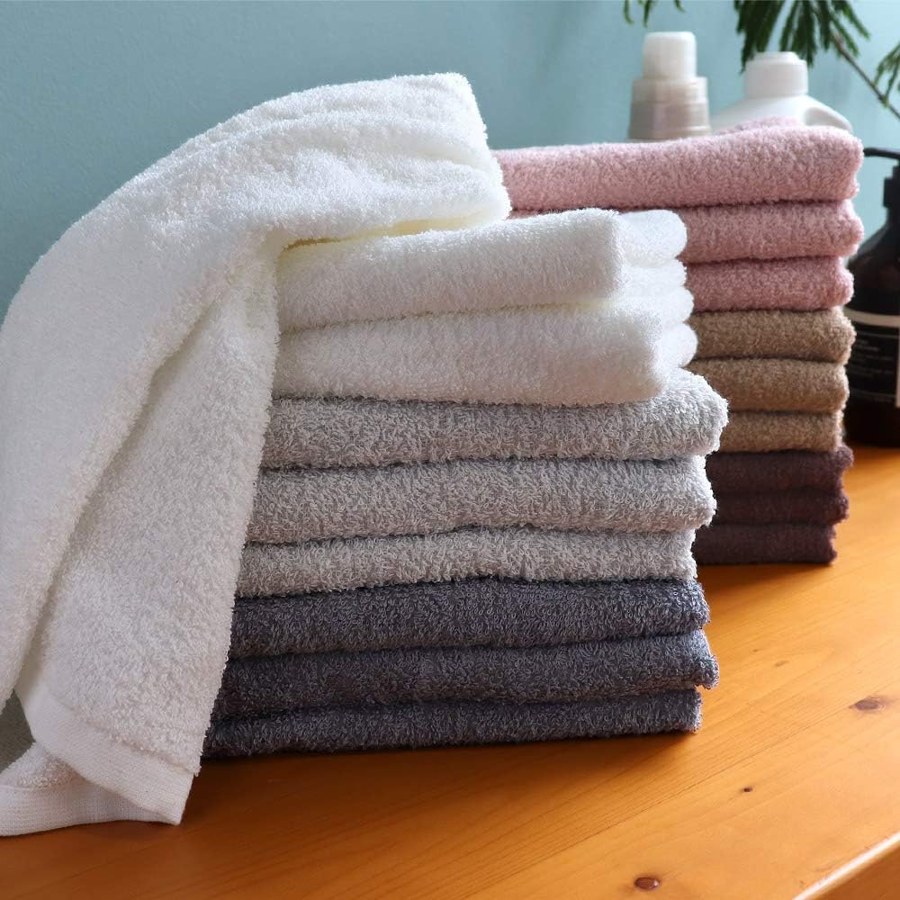 Face Towel, Set of 10, 13.4 x 35.4 in (34 x 90 cm), White (11 Colors), Osaka Senshu Towel, 100% Cotton, 34.7 oz (260 Monme), Long, Absorbs Fast, Quick Drying, Thin, Durable, Solid Color, Made in Japan