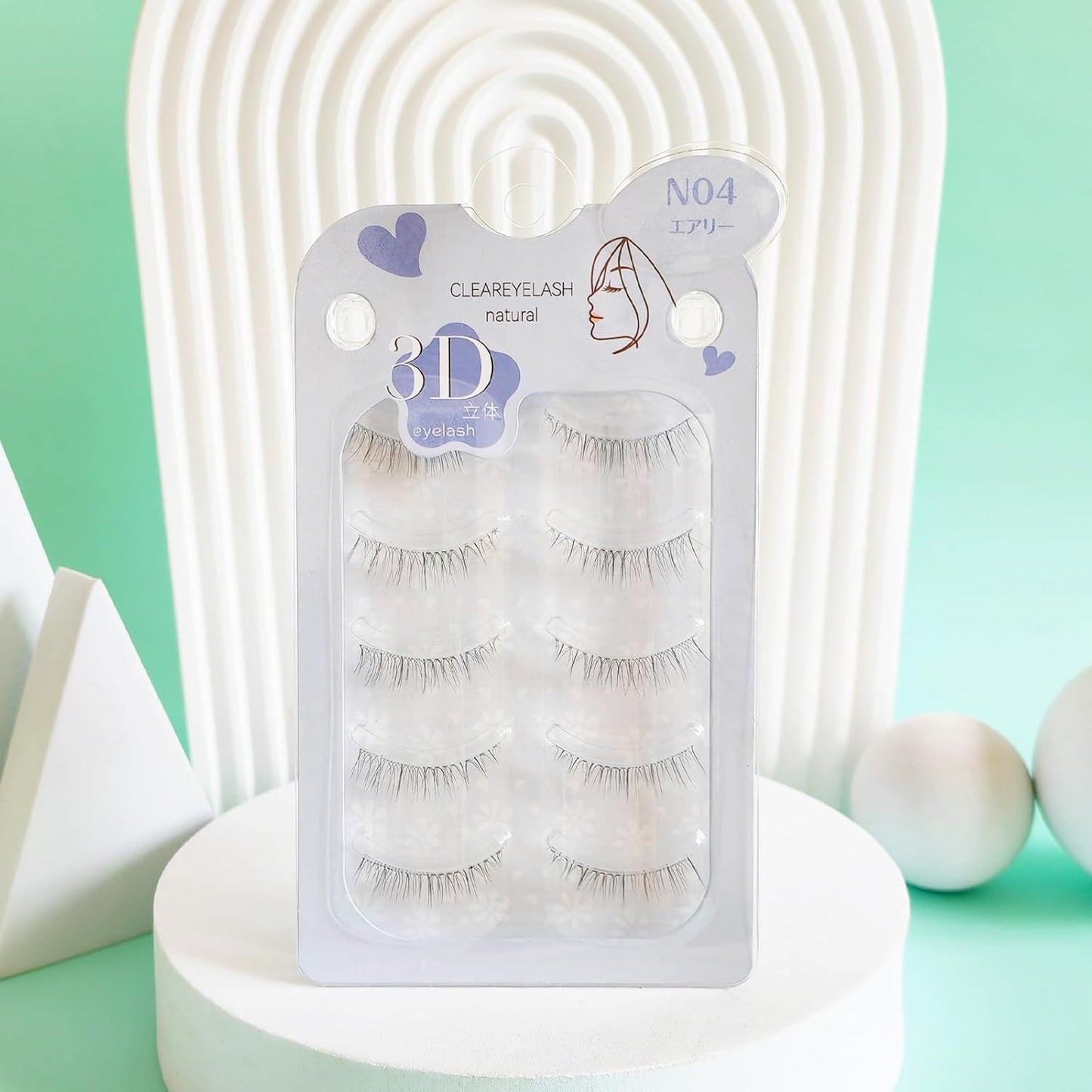 Natural False Eyelashes, 3D 3D Matsueku Method, 5 Pairs (N04 Airy)