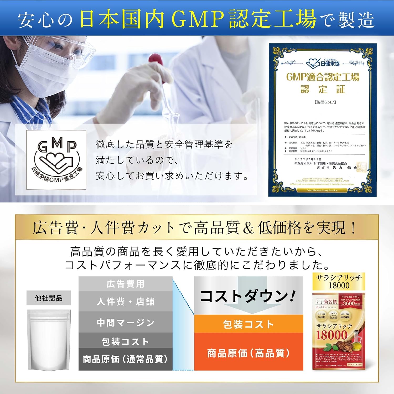 Saracia Supplement, 18,000 mg, Supervised by a Doctor, Lactobacillus x Bifidobacteria, Butyric Acid Bacteria x Good Bacteria, Salacia Rich GMP 90 Tablets Produced at Domestic Factory (1 Bag)