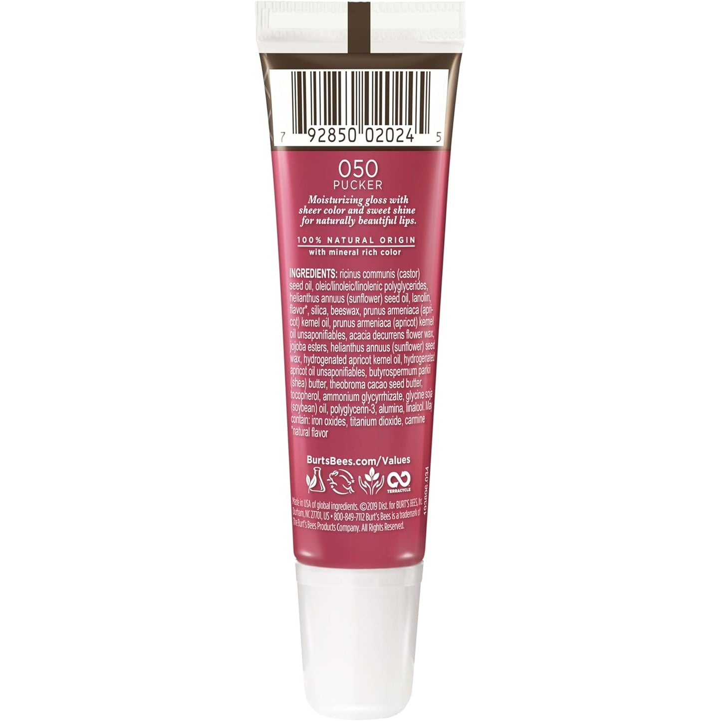 Burt's Bees Brillo de labios, brillo de labios para mujer, maquillaje 100% natural, Pucker
