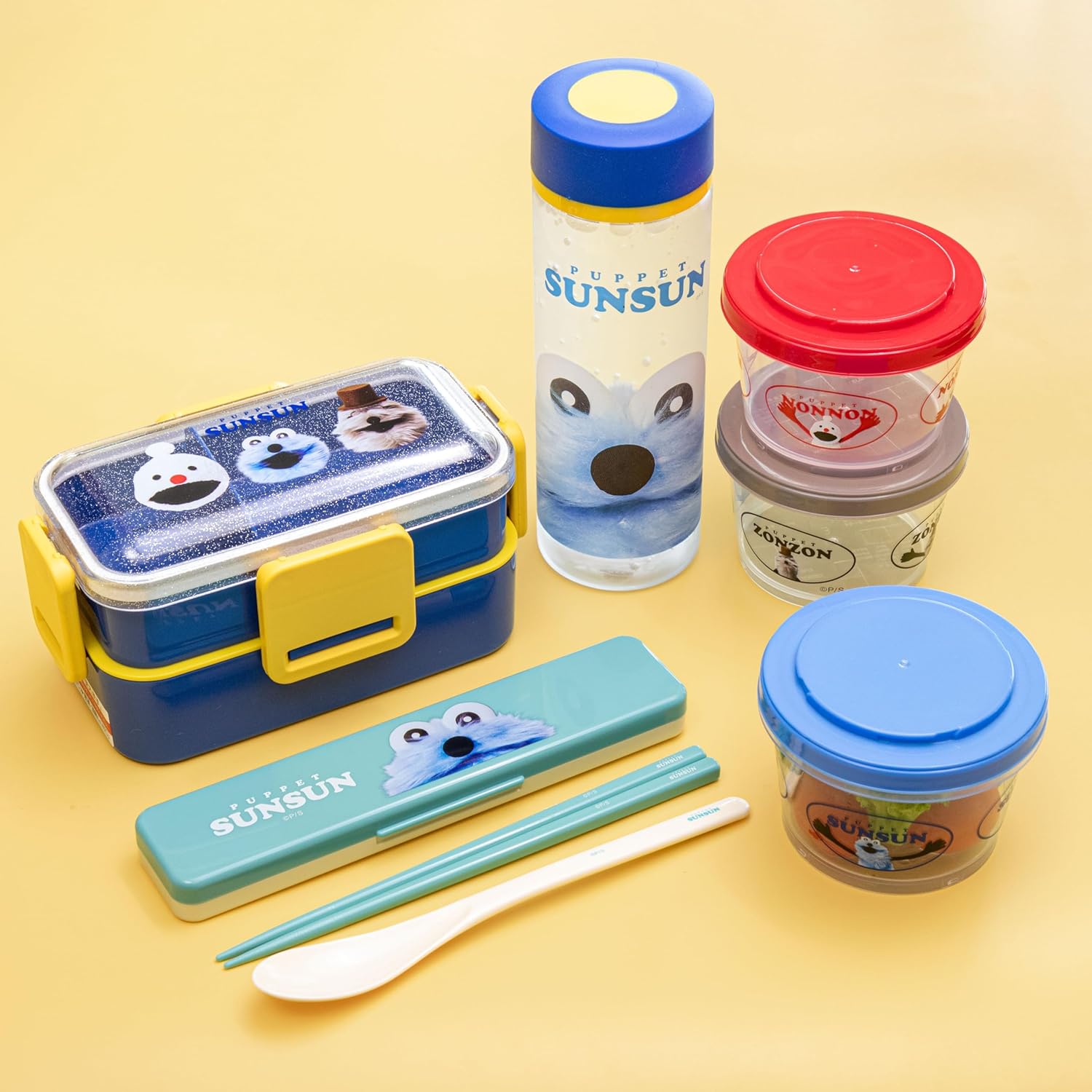 Skater PFLW4-A Casual Container Lunch Box with Dome-Shaped Lid, Two Tiers, 20.2 fl oz (600 ml), Made in Japan, Puppet Sunsun