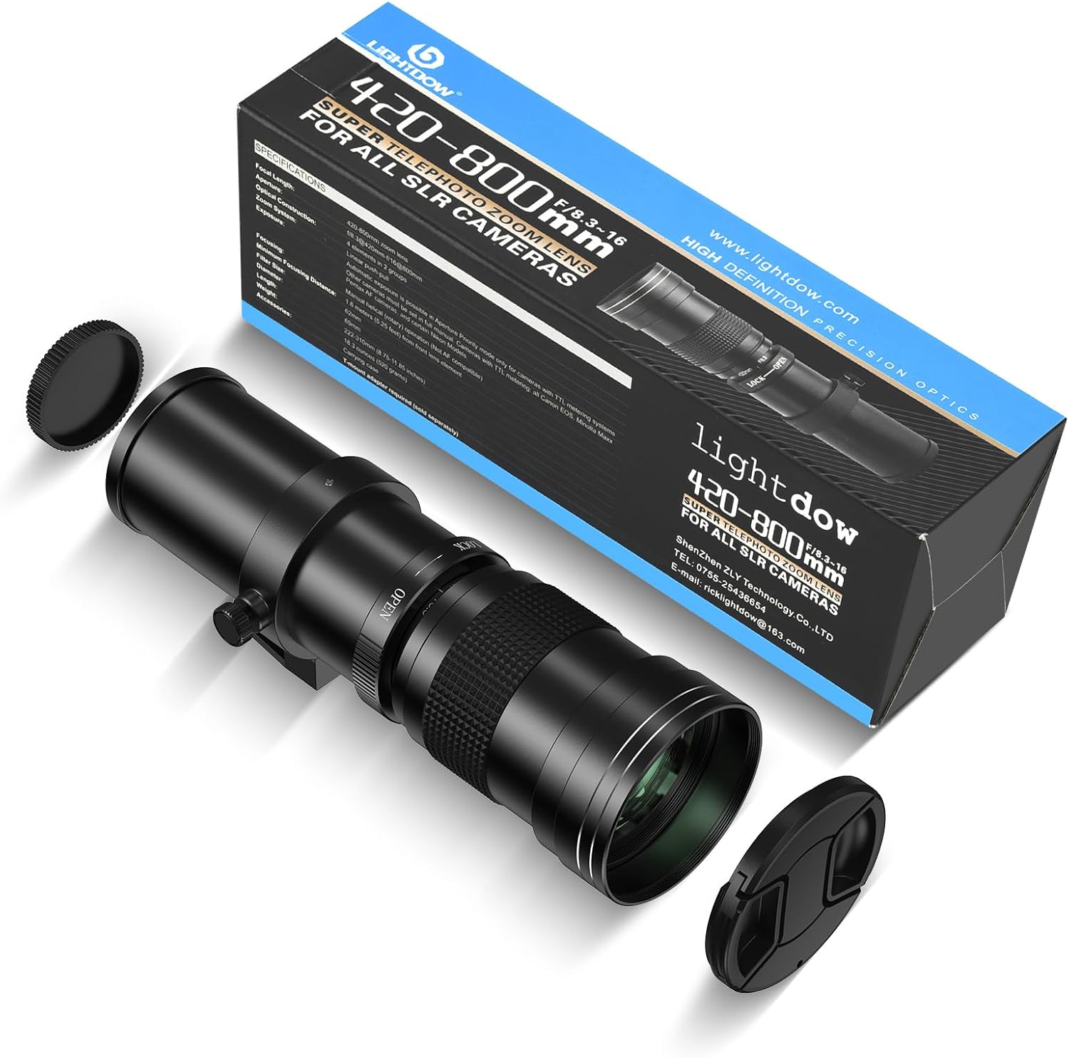 Lightdow Telephoto Lens 420-800mm f/8.3 for Nikon F-mount Manual Zoom Telephoto Lens + T-Mount Compatible with Nikon D5500 D3300 D3200 D5300 D3400 D7200 D7500 D3500 D7500 D500 D6000 D700 D800 D810