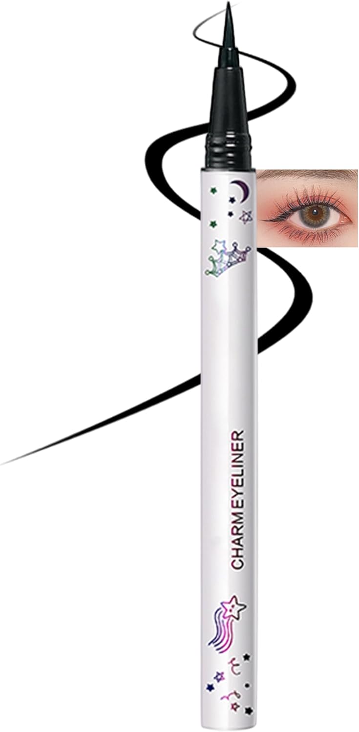 Erinde Color Eyeliner, 7 Colors Liquid Eyeliner, #01 Black, Eyeliner Pencil, Eye Line, No Falling, Extra Fine, Waterproof, Sweat Proof, Kaiko Eyeshadow Pen, Long Lasting, For Beginners