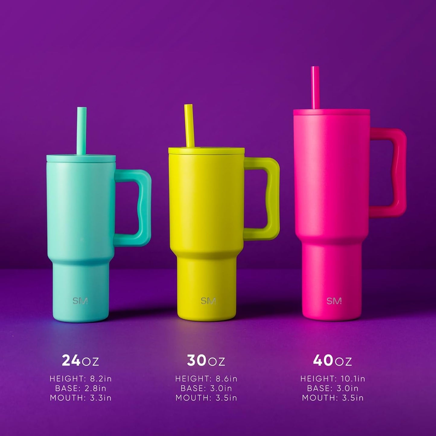 Simple Modern Disney Trek Kids - Vaso de acero inoxidable para niños y niñas, con asa y tapa con pajilla de silicona, resistente a derrames y fugas, reutilizable, Minnie Mouse en terrazo, 24 onzas