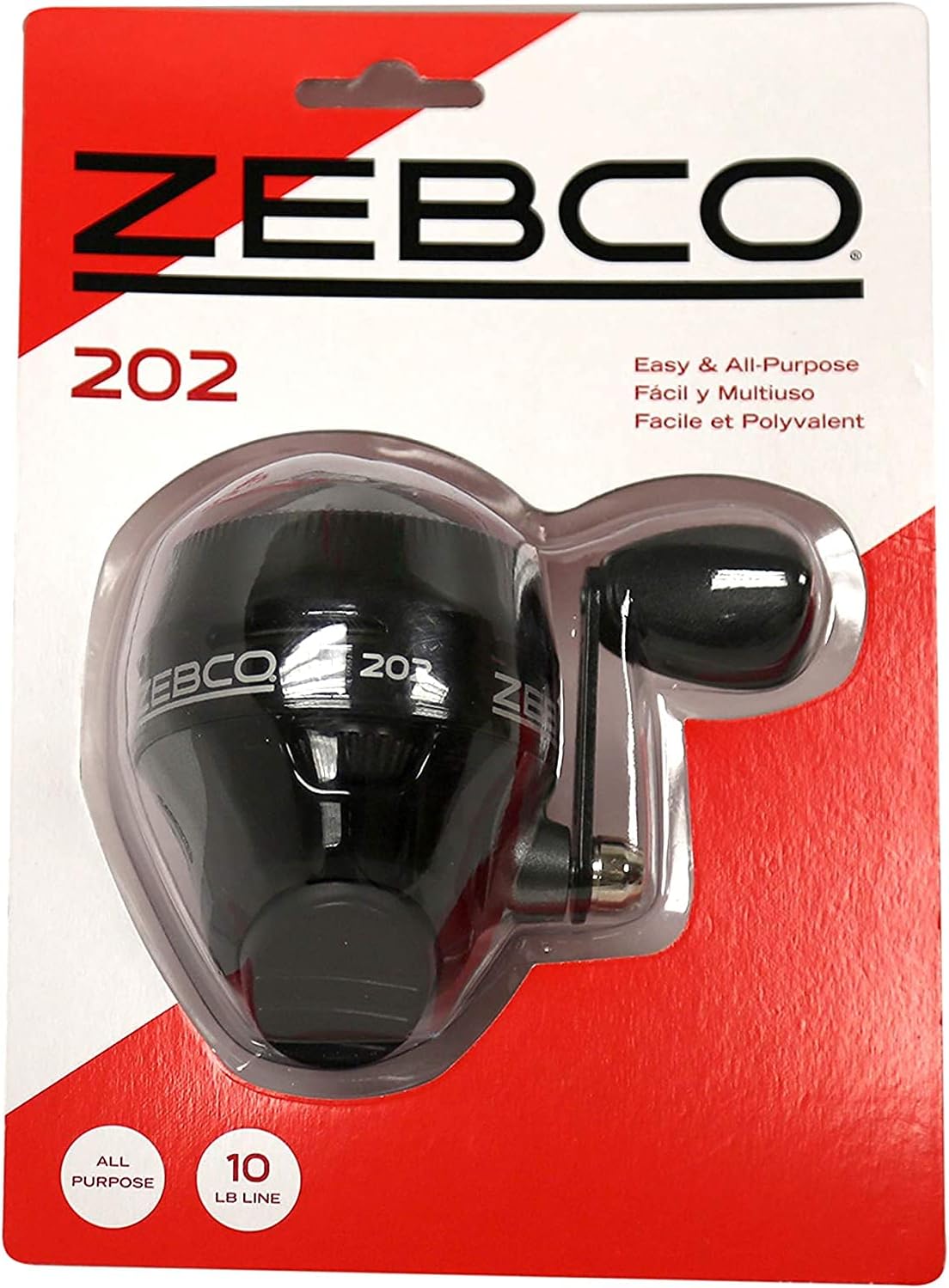 Zebco Spincast Fishing Reel 202 30 Reel Right Handed Heavy Duty All Metal Gear Stainless Steel Pickup Pin with 10lb Zebco Fishing Line Pre-Spool, Black, Clam Package