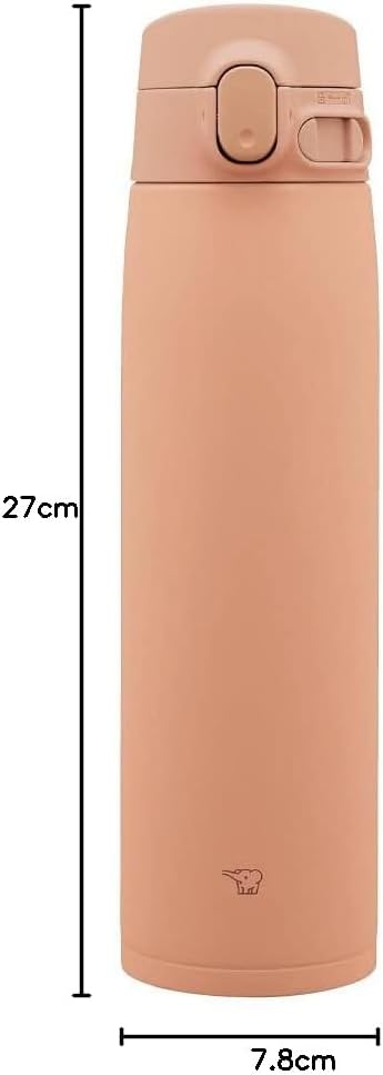 ZOJIRUSHI Stainless Mug SM-VA72-TM Water Bottle, Seamless Lid, Large Capacity, 24.3 fl oz (720 mL), Quick-Open, Integrated Lid and Gasket, Easy to Clean, Just 3 Parts to Wash, Pale Taupe