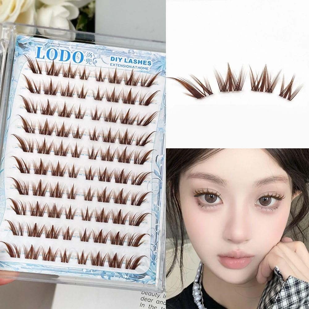 80pcs False Eyelashes Glueless Caramel Brown Fox & Dog Style Individual Natural Cartoon Anime False Eyelashes DIY Eyelash Extensions