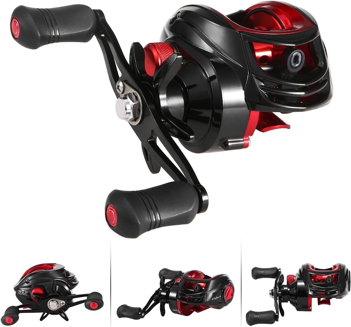 Baitcasting Reel 18+1BB Ball Bearing Baitcasting Fishing Reel High Speed 7.2:1 Gear Ratio Magnetic Brake System Bait Reel Red & Black Left/Right Angler