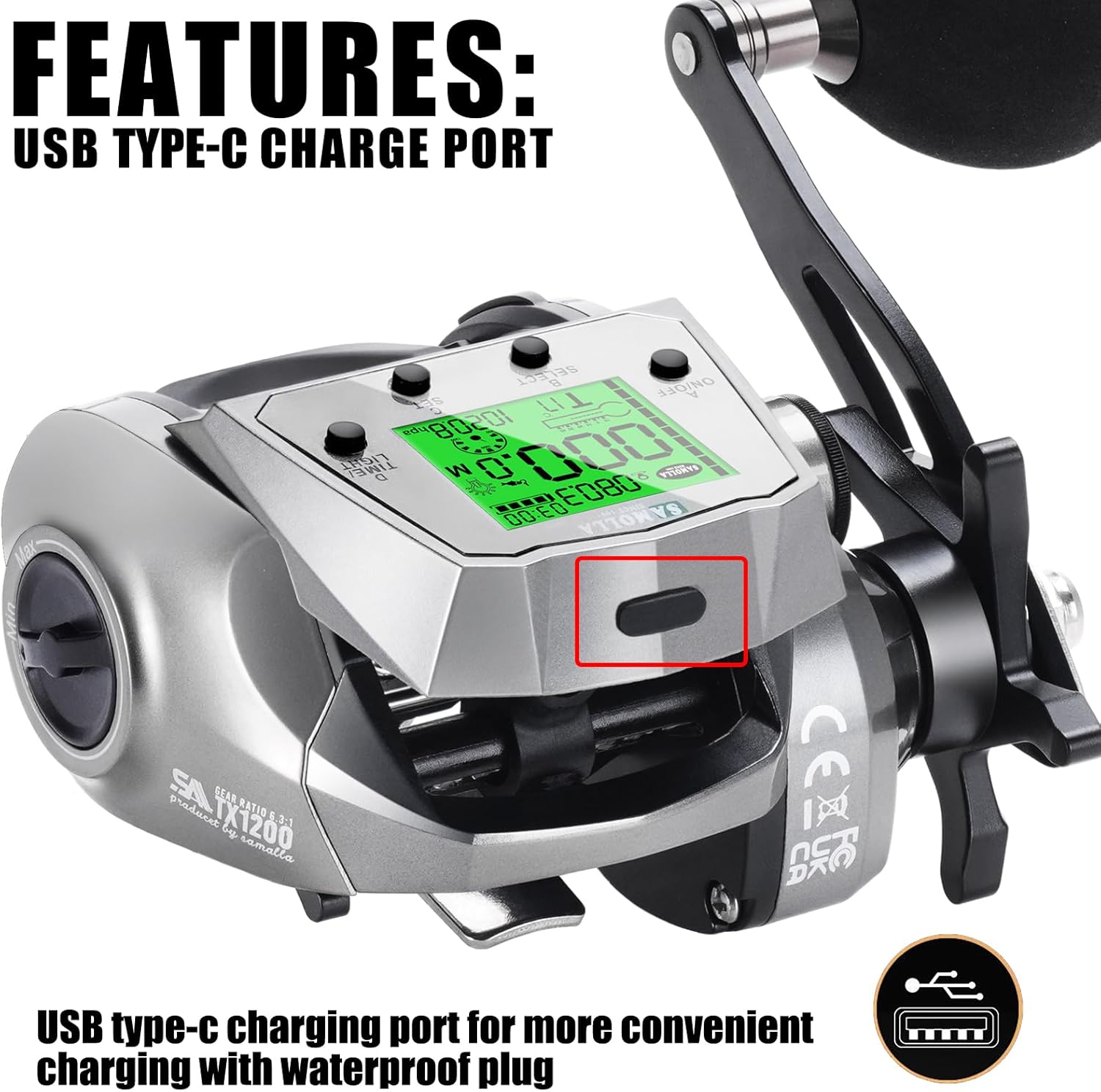 (2025 Model Limited) Bait LED with Counter, Waterproof, Professional Rechargeable Model and Regular Model, Line Counter 7.2 Gear Ratio, Replaceable Battery, Super Large Drag Force, 22.0 lbs (10